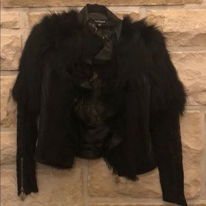 Royal Underground NWT Leather Fox & Lace Jacket